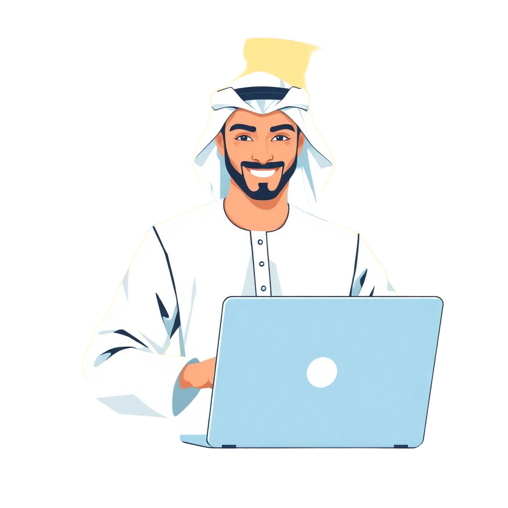 Digital marketer with laptop and growth metrics